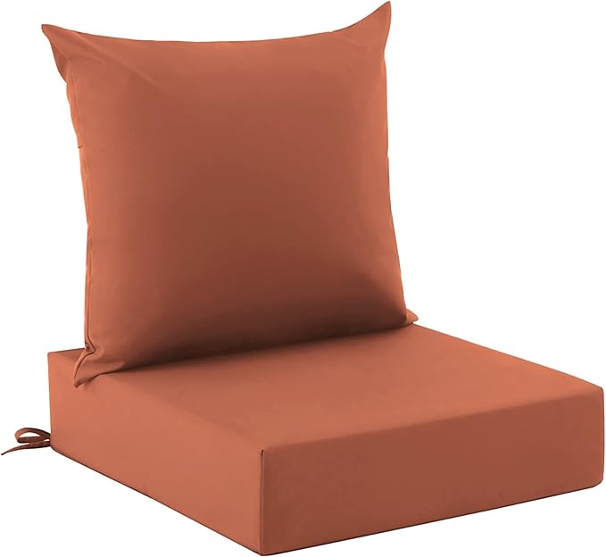 Outdoor Cushions for Patio Furniture, Outdoor Seat Cushion Set 24 x 24 x 5.75 Inch, Waterproof & Fade Resistant Outdoor Chair Cushions, Deep Patio Chair Cushion with Removable Cover, Spice