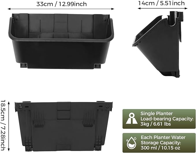 16 Pack Vertical Garden Planter, 13 inch Wall Mounted Planter