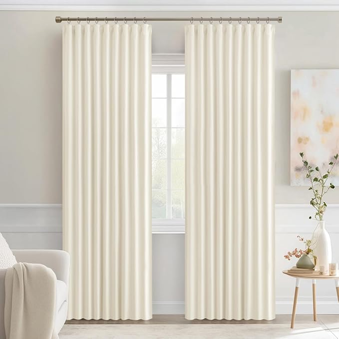 MIULEE Birch Back Tab Blackout Curtains 84 Inch Length 2 Panels Set