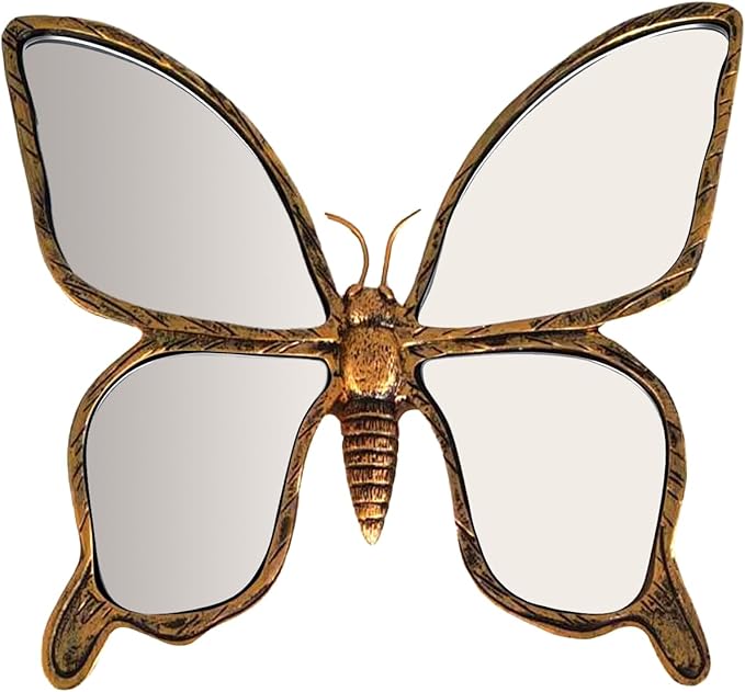 Dragonfly Wall Mirror Decor, Butterfly Art Wall Mirrors, Retro Gold Resin