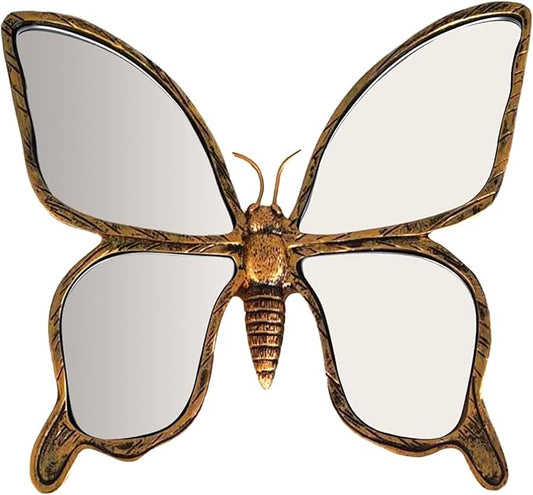 Dragonfly Wall Mirror Decor, Butterfly Art Wall Mirrors, Retro Gold Resin