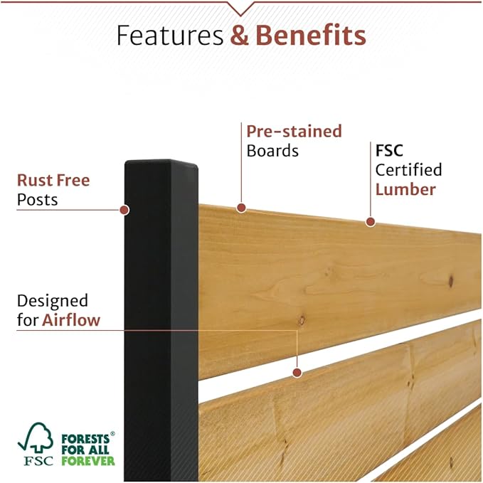 5ft H x 3.2ft W No Dig Enclo Concord Cedar Wood Privacy Screen, Great to Hide