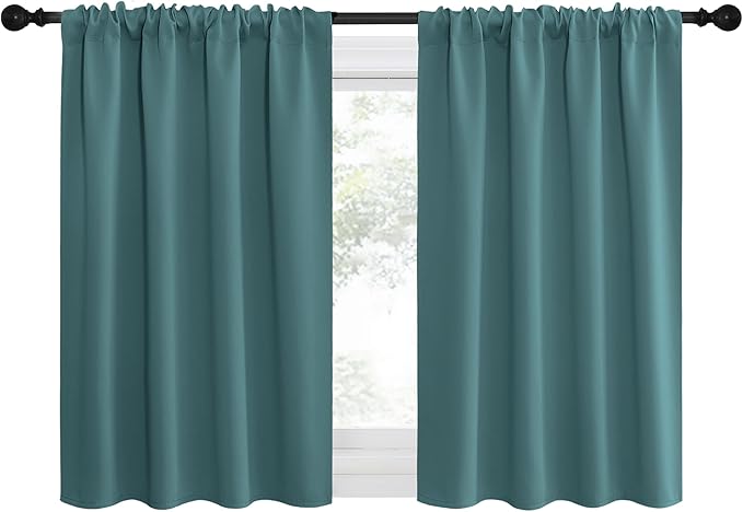NICETOWN RV Blackout Curtains for Camper Windows, Sea Teal, Kitchen Curtains