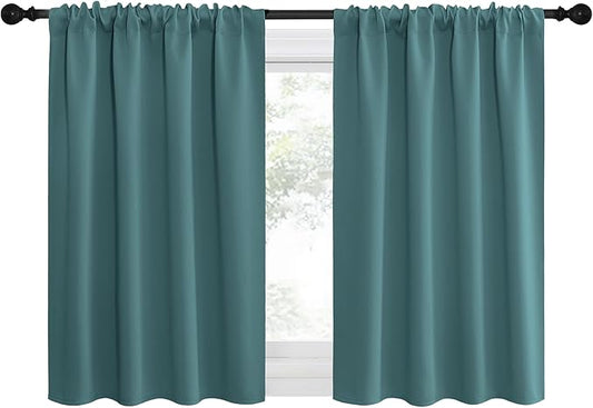 NICETOWN RV Blackout Curtains for Camper Windows, Sea Teal, Kitchen Curtains