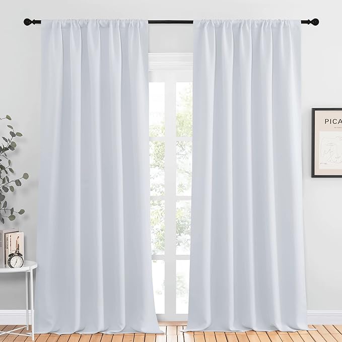 NICETOWN Greyish White Bedroom Curtain Panels