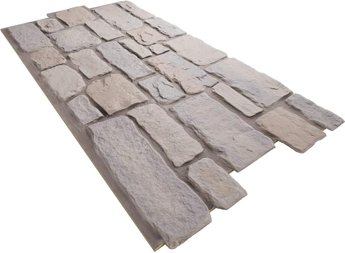 EverStone Cobblestone Faux Stone Panel, Harbor Mist Color