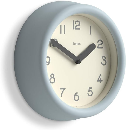 JONES CLOCKS® Fuze wall Clock | Small Round Clock | Pale Blue | Playful Modern