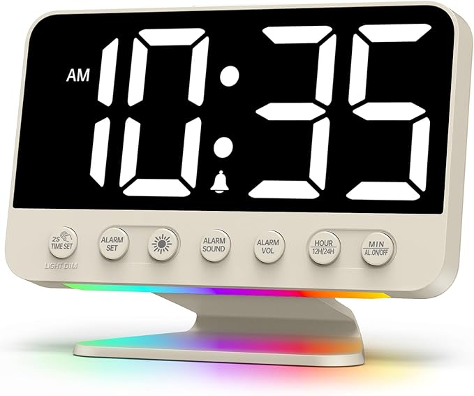 Odokee Digital Alarm Clocks for Bedrooms: Large Bold Number 5 Brightness Dimmer