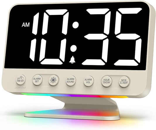 Odokee Digital Alarm Clocks for Bedrooms: Large Bold Number 5 Brightness Dimmer