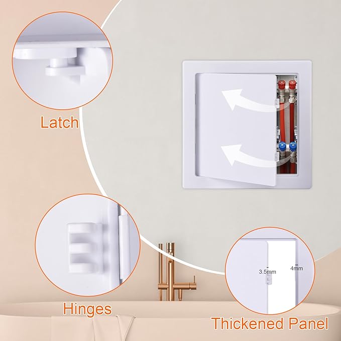 Suteck Plastic Access Panel for Drywall Ceiling 6 x 6 Inch Reinforced Plumbing