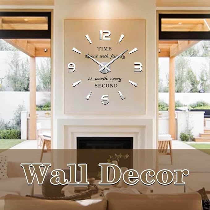 VANGOLD Large 3D Wall Clock DIY Wall Decoration Clock