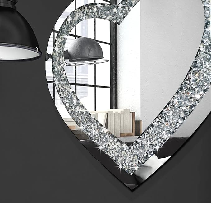 DMDFIRST Crystal Crush Diamond Heart Shaped Silver Mirror