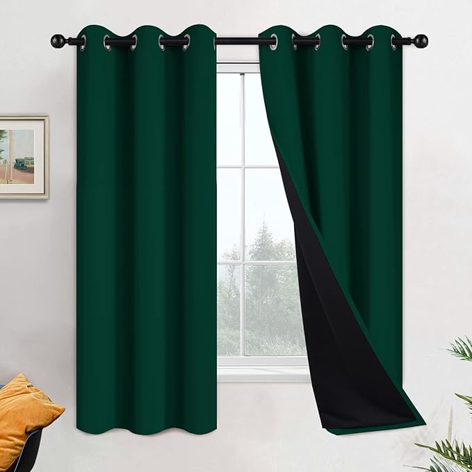 Yakamok 100% Blackout Thermal Insulated Curtains, Room Darkenning Curtains