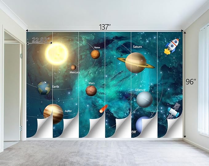 Kids Universe Planet Galaxy Wallpaper Solar System Starry bight Sky Ceiling