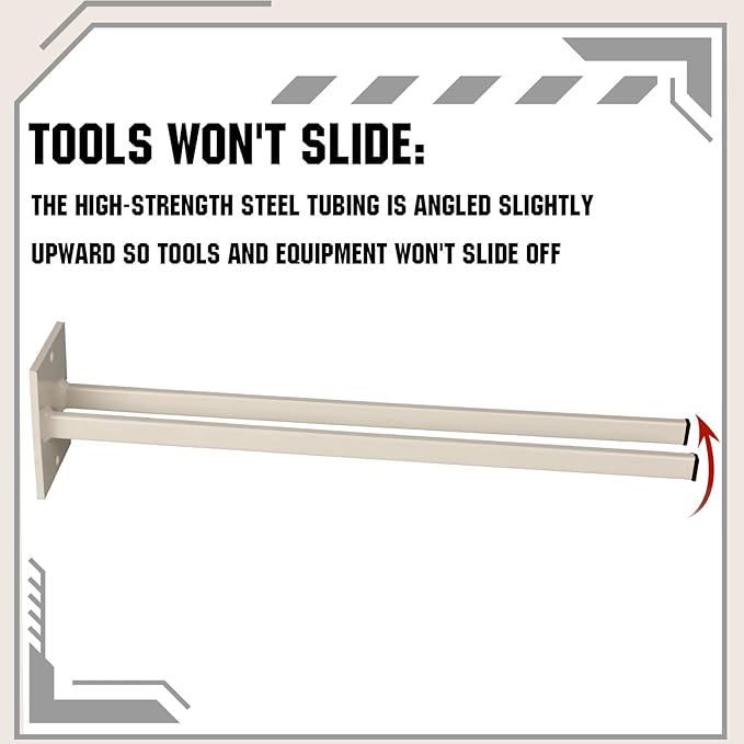 Zonon 2 Pcs Extra Long Tool Rack for Shovels Spades Rakes Brooms Shovel Holder for Truck and Shovel Rack Heavy Duty Powder Coated Steel Wall Mount Storage Organizer Garage and Shed (Beige)