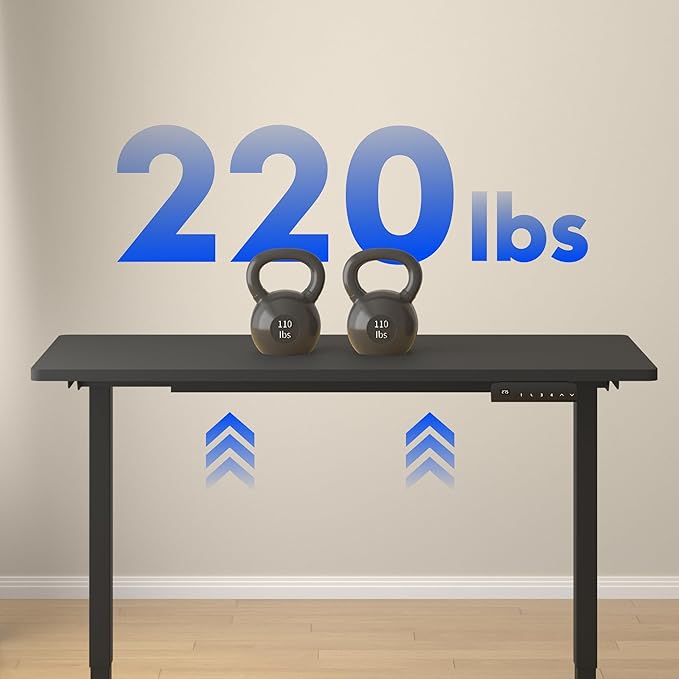 FLEXISPOT E3 Dual Motor 60 x 24 Electric Standing Desk Sit Stand Up Desk, Holds 220 lbs, Adjustable Height w/ Memory Presets, One-Piece Black Desktop & Black Frame, Ships in 2 Boxes