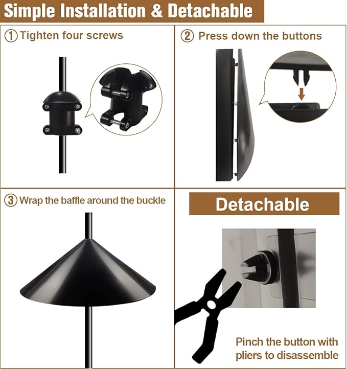 Garbuildman Squirrel Baffle for Bird Feeder Pole, Outside Pole Mount Bird House Guard for Outdoor Shepherd’s Hook, 19 Inch Diameter, 1 Pack