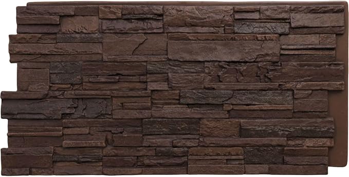 EverStone Cascade Faux Stone Panel, 48 5/8"W x 24 3/4"H x 1 1/4"D, Deep Creek