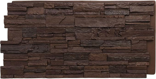 EverStone Cascade Faux Stone Panel, 48 5/8"W x 24 3/4"H x 1 1/4"D, Deep Creek