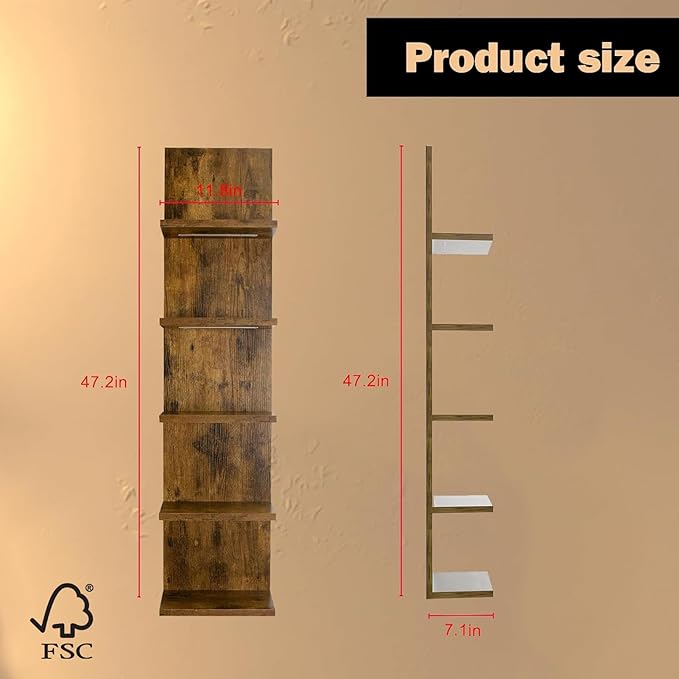 Homaterial 5 Tier Wall Shelf Unit, Modern Vertical Lack Wall Shelves