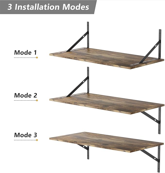 Deep Floating Shelves for Wall Set of 3, 24W x 12 Inch Deep Floating Shelves
