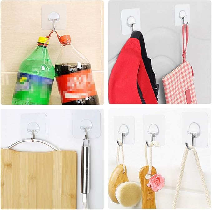 FOTYRIG Clear Adhesive Hooks 180° Rotatable Transparent Sticky Hooks, Heavy