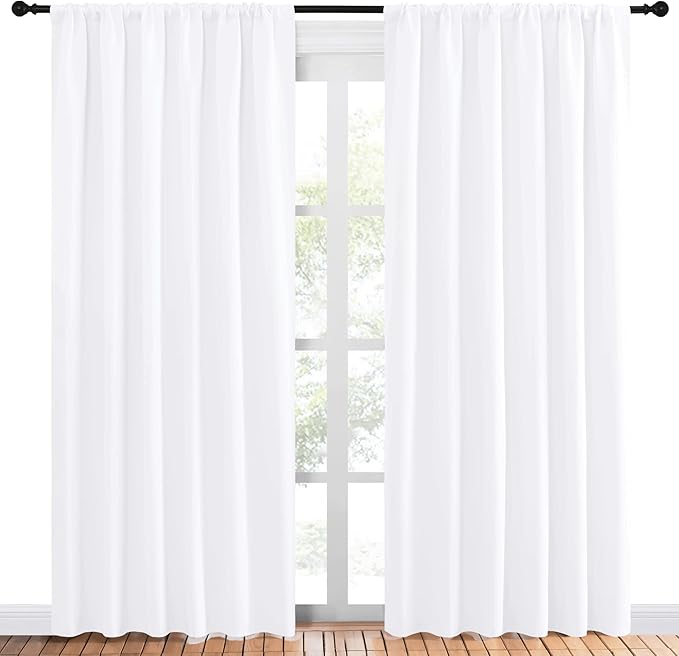 NICETOWN White Curtains, 50% Light Blocking Curtain Panels