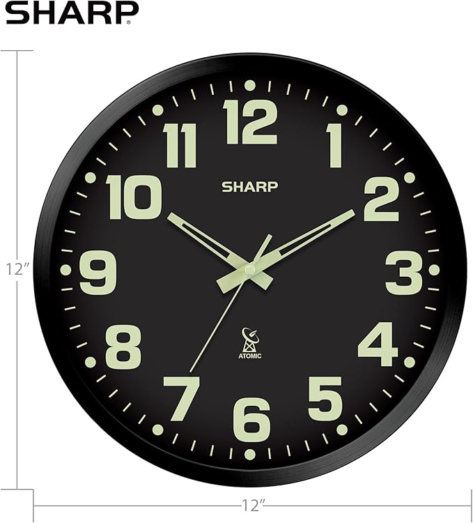Sharp Glow in the Dark Atomic Analog Wall Clock