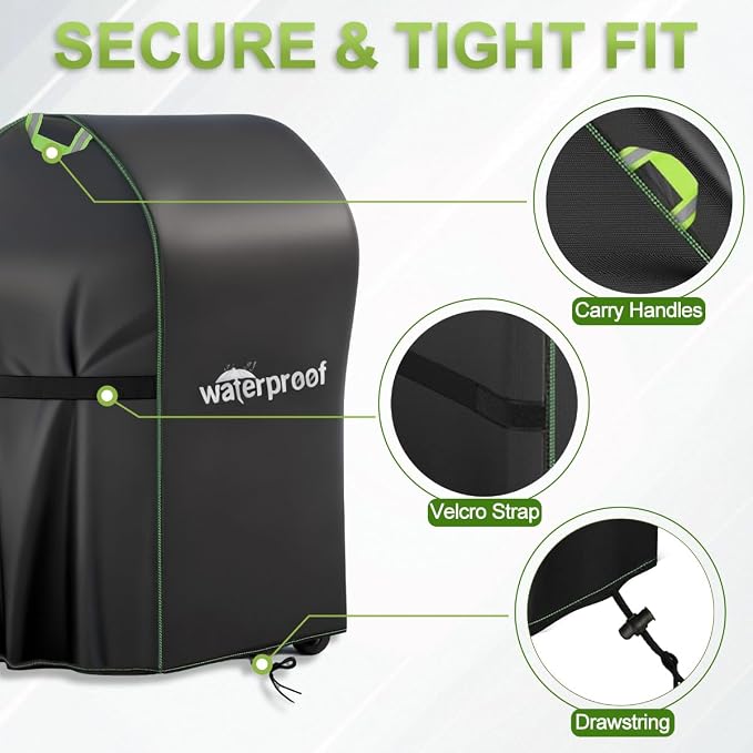 Grill Cover, 30 inch Small BBQ Grill Cover for Outdoor Grill, 420D Waterproof Fabric, UV & Fade Resistant, All-Weather Barbecue Gas Grill Cover with Handles, Straps & Adjustable Drawstring