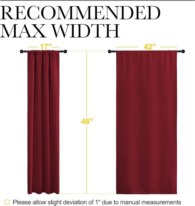 NICETOWN Burgundy Curtains Blackout Drape Panels