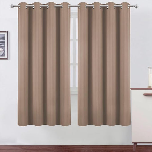 LEMOMO Blackout Curtains 66 x 72 Inch Long Cappuccino Curtains Set of 2 Panels