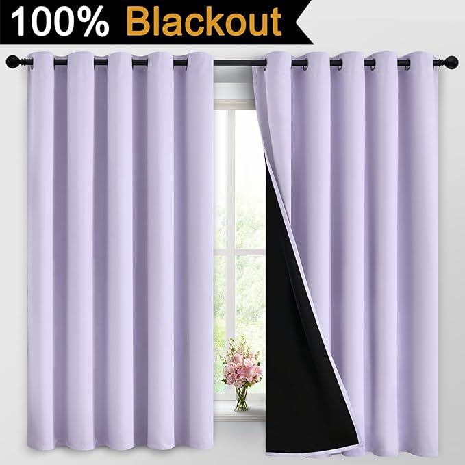 Yakamok 2 Thick Layers 100% Completely Blackout Window Curtains, Thermal