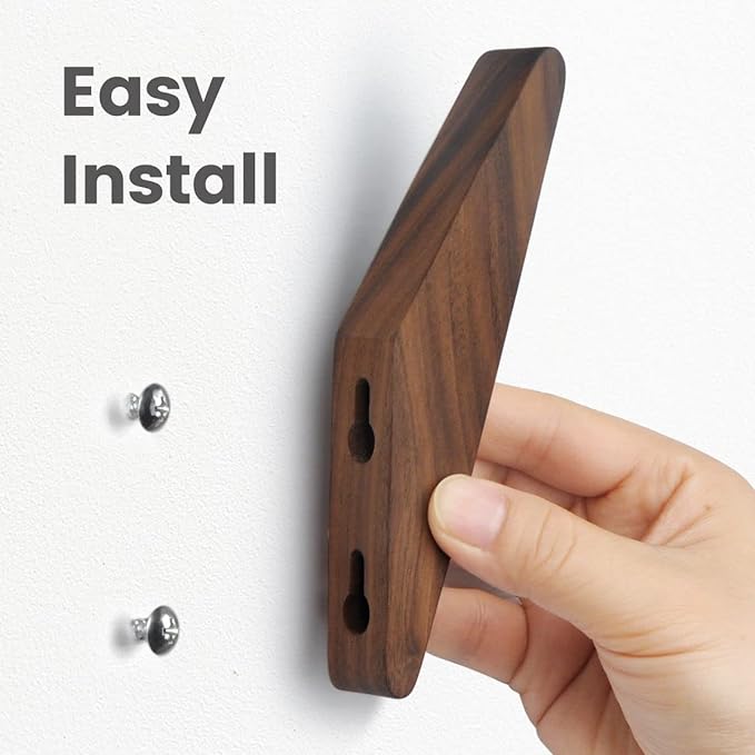 COCOYA 2Pack Wood Hooks Wall Mounted, Minimalist Easy Install Natural Real