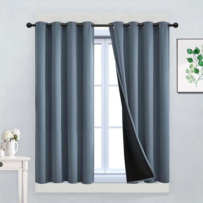 Yakamok 100% Blackout Lined Panels, Room Darkening Thermal Insulated Blackout