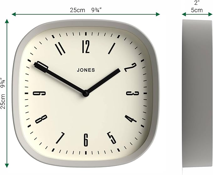 JONES CLOCKS® Marvel wall Clock | Modern Retro Rounded Square Clock | 10 inch |