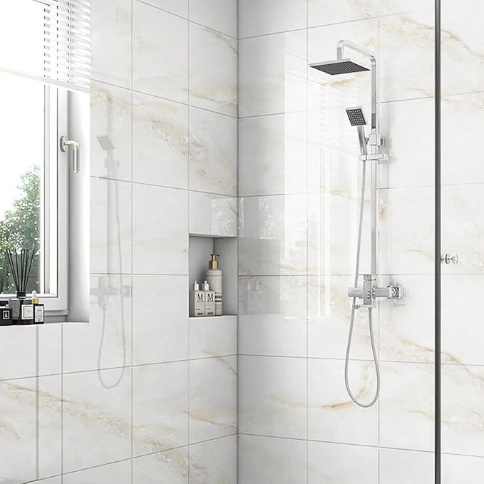 Chejiaye 10pcs Marble Peel and Stick Backsplash Waterproof Washroom Wall Panels