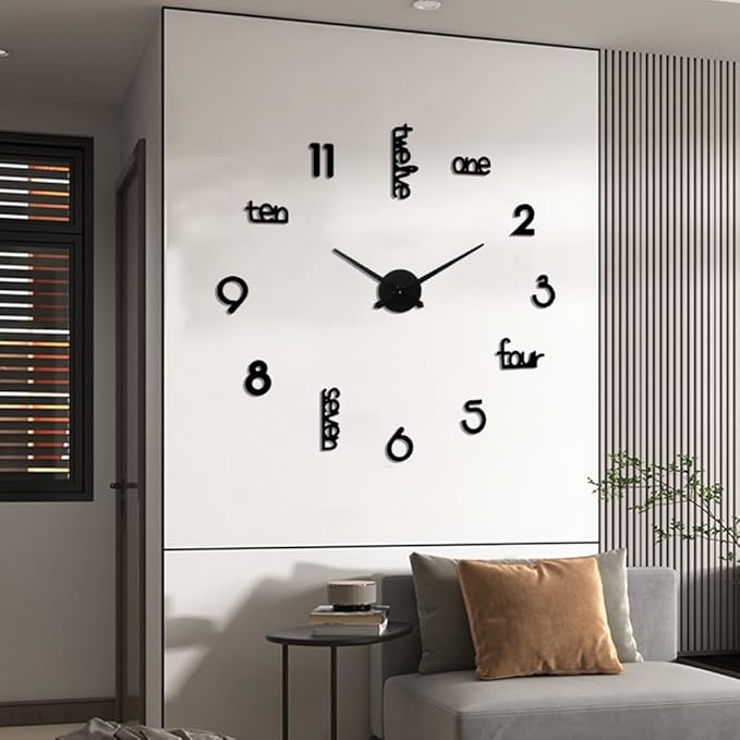 Large Modern Art Deco Wall Clock Silent Acrylic Unique Decorative Wall Clocks