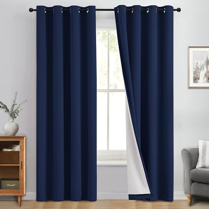 Yakamok 100% Blackout Curtain Panels 84 inches Cold and Light Blocking Drapes