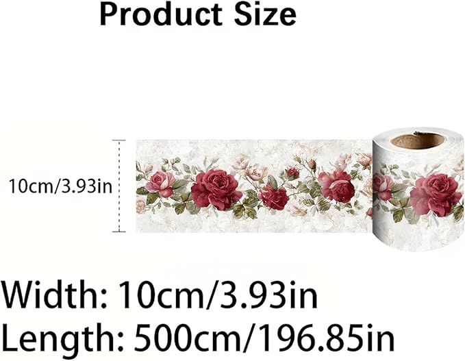 Vintage Rose Wallpaper Border 196x4 Inch Removable Wall Border Peel and Stick