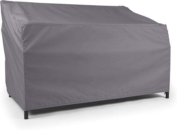 Covermates Elite Outdoor Patio Sofa Cover – Water-Resistant 300D Polyester, Double-Stitched Seams, Elastic Hem, Auto-Locking Drawcord & Mesh Vent for Moderate Weather, 48W x 26D x 34H, Charcoal