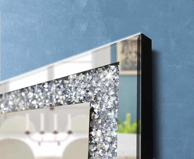 Crystal Crush Diamond Sparkly Square Silver Mirror