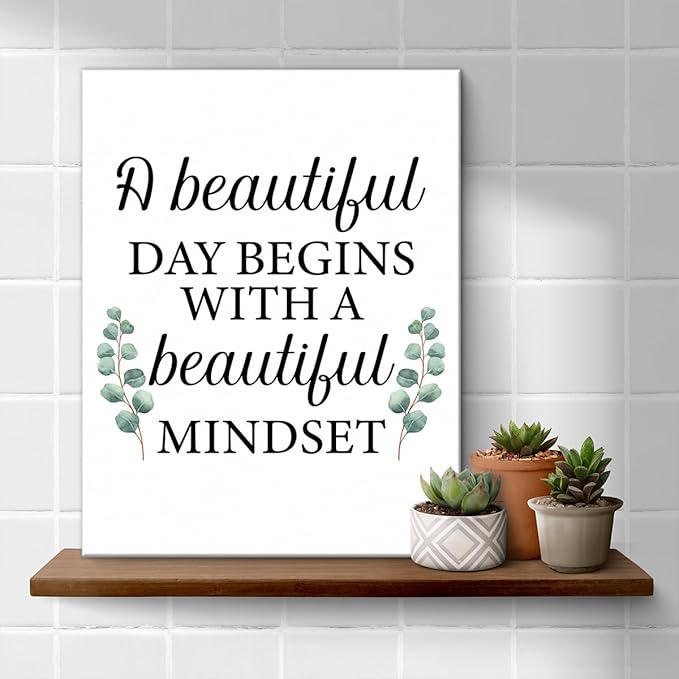 Motivational Eucalyptus Wall Art Decor, Inspirational Green Botanical Pictures