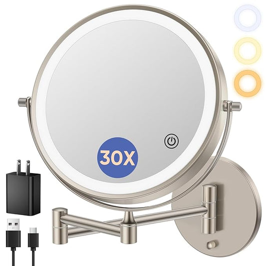 FUNTOUCH 9" Wall Mounted Lighted Makeup Mirror