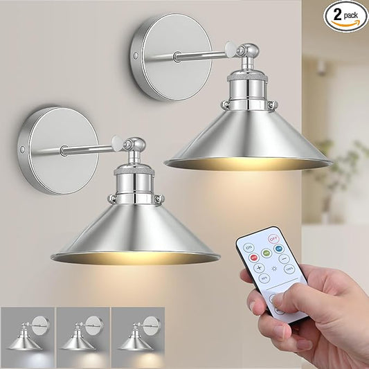 Battery Operated Wall Sconce Set of 2, Vintage Wireless Wall Sconces