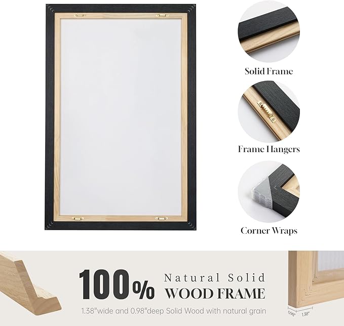 Large Framed Black and White Abstract Wall Art