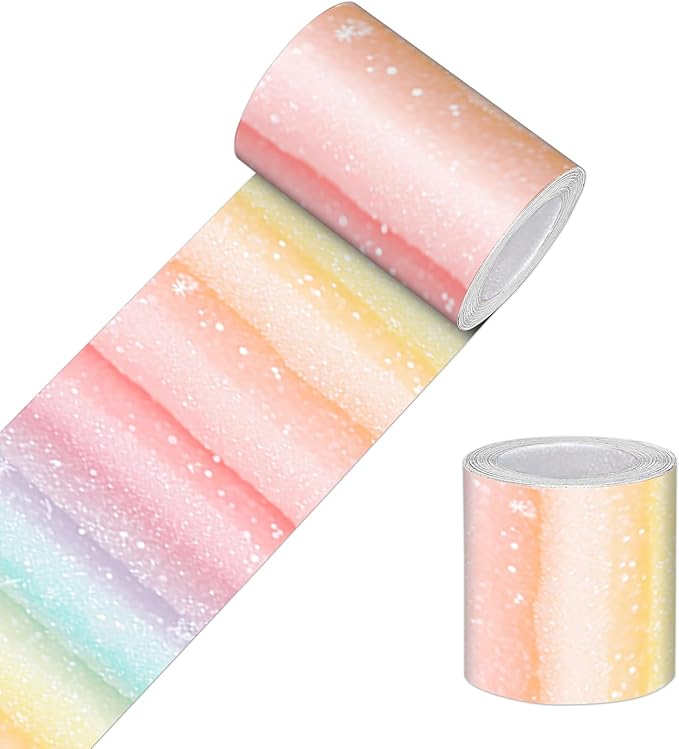 HOMETITUTE Wallpaper Border Peel and Stick Wall Border Rainbow Stripe