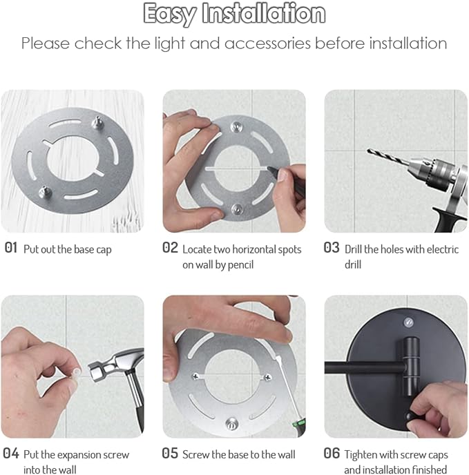 Rocollos Rechargeable Wall Mounted Lighted Makeup Mirror, 8 Inch Double-Sided