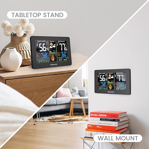 Newentor Weather Station Wireless Indoor Outdoor Thermometer, Color Display
