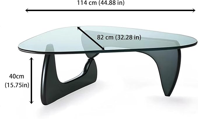 EASYSOUL Modern Glass Coffee Table, 44.88" D x 32.28" W x 15.75" H, Abstract Round Tea Tables for Living Room Home Office Industrial Cocktail Tables (Black-Clear Glass, 44.88")
