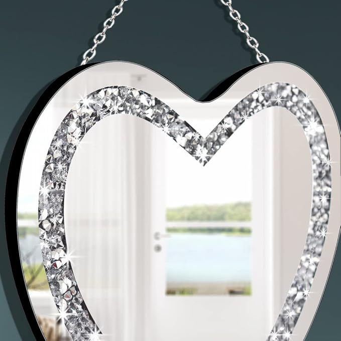 DMDFIRST Crystal Crush Diamond Heart Shaped Silver Mirror